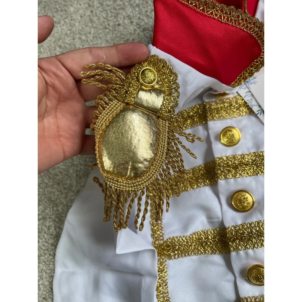 Prince Charming Royal Costume Boys L 12 White Red Gold Military Jacket Pants